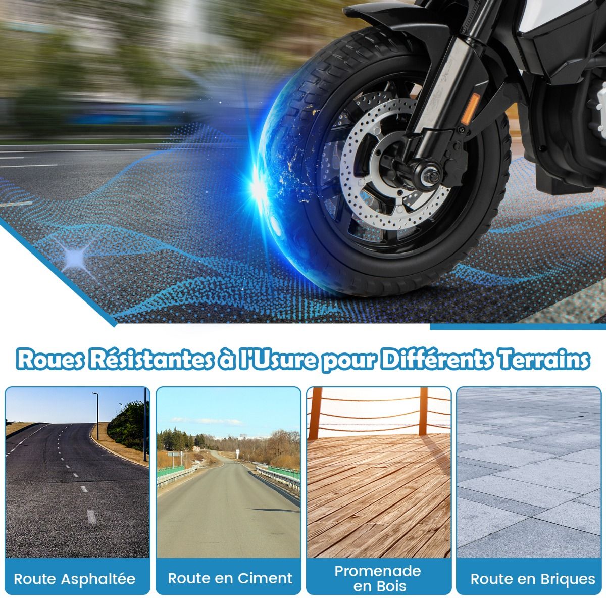 Moto Électrique BMW 12V/7AH pour Enfants 6km/h Modèle Policier avec Klaxon Musique Sirène Phares pour 3-8 Ans