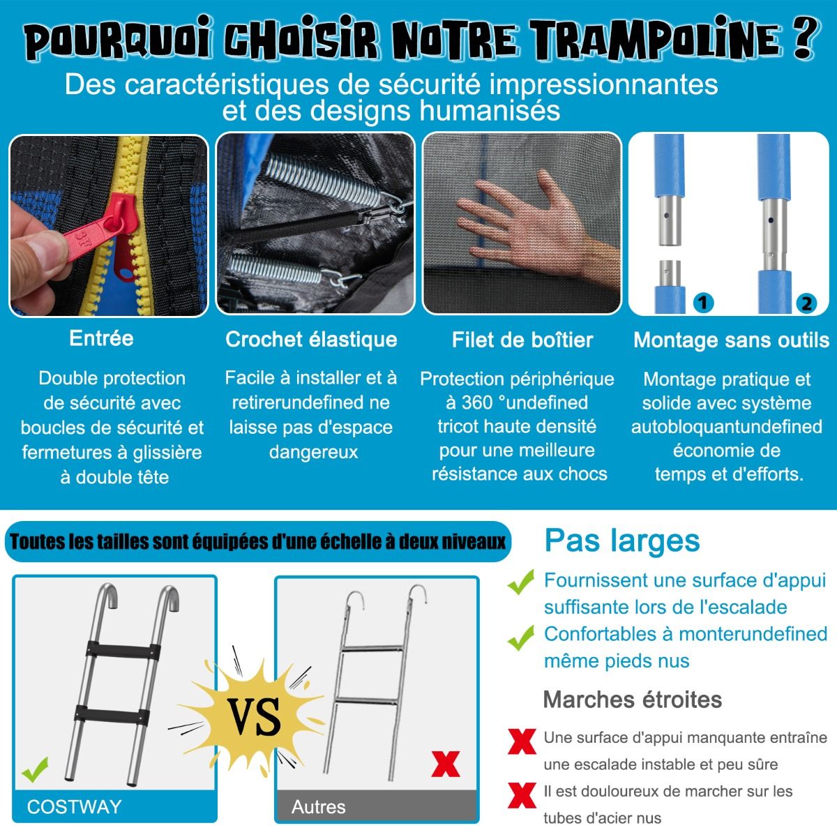 Trampoline d'Extérieur Ø366 cm Trampoline avec Panier de Basket Filet de Protection Trampoline pour Enfants et Adultes