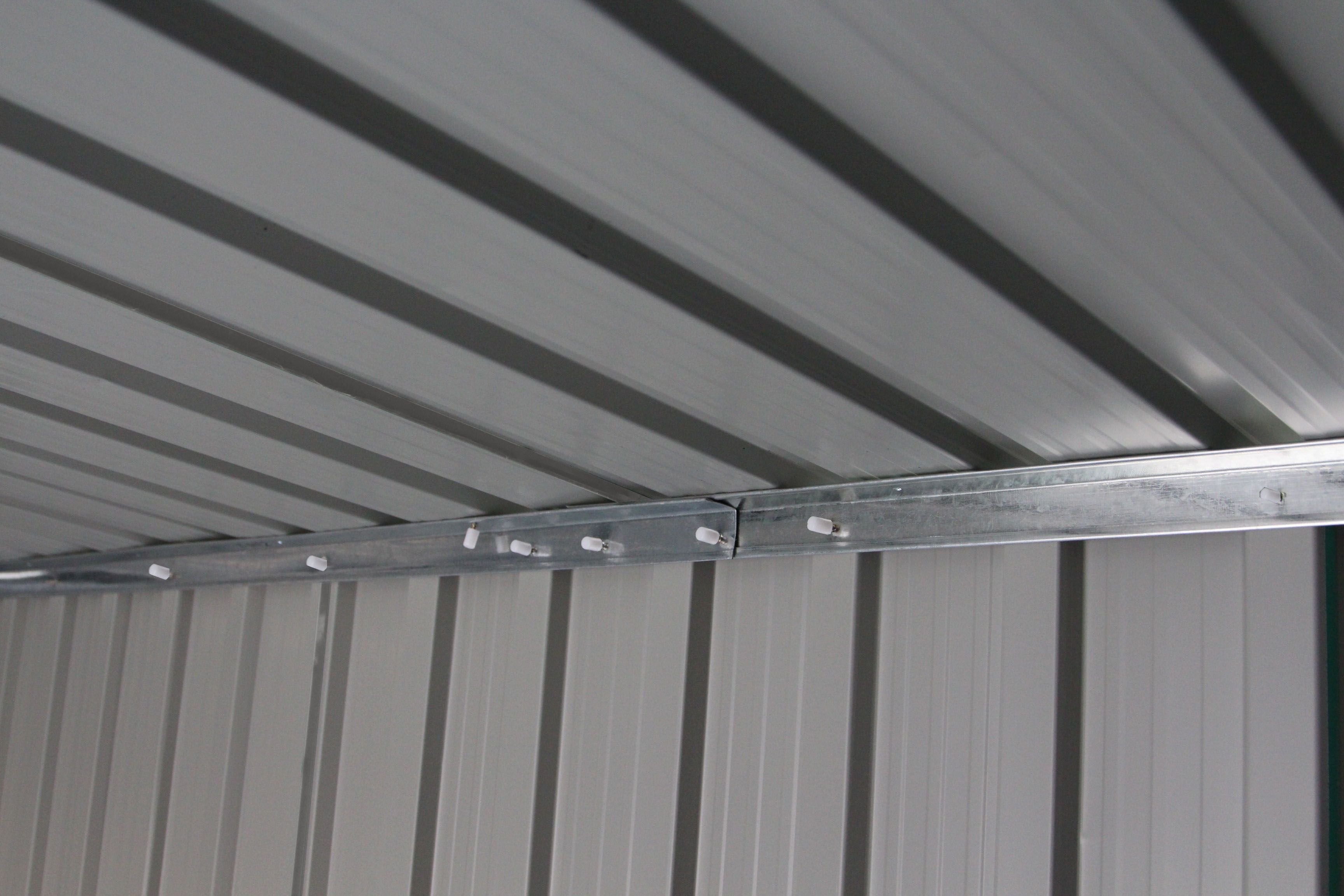 Abri de Jardin en Tôle Galvanisée Cabane de Rangement à Outils Porte Double 2 Aérations, 277x191x192cm, Gris et Blanc