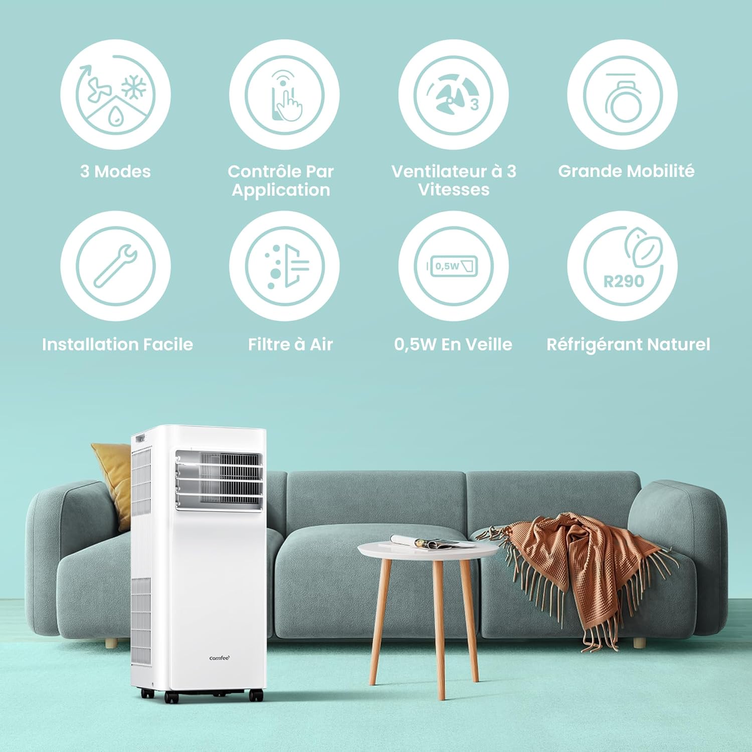 COMFEE Breezy Cool 2.0 | Climatiseur Mobile Connecté 7000 BTU