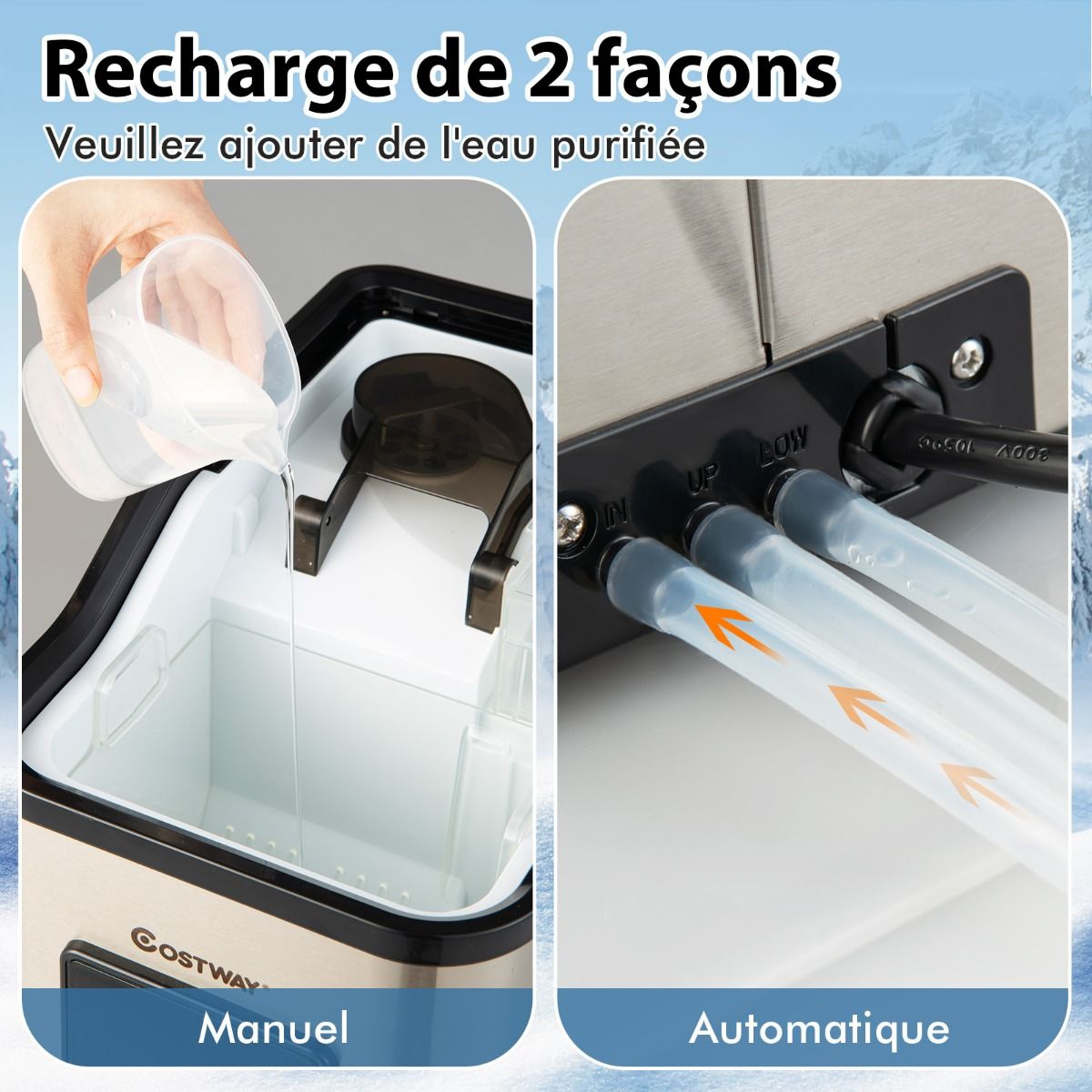 Machine à Glaçons 24kg en 24h Panneau de Contrôle Tactile LED