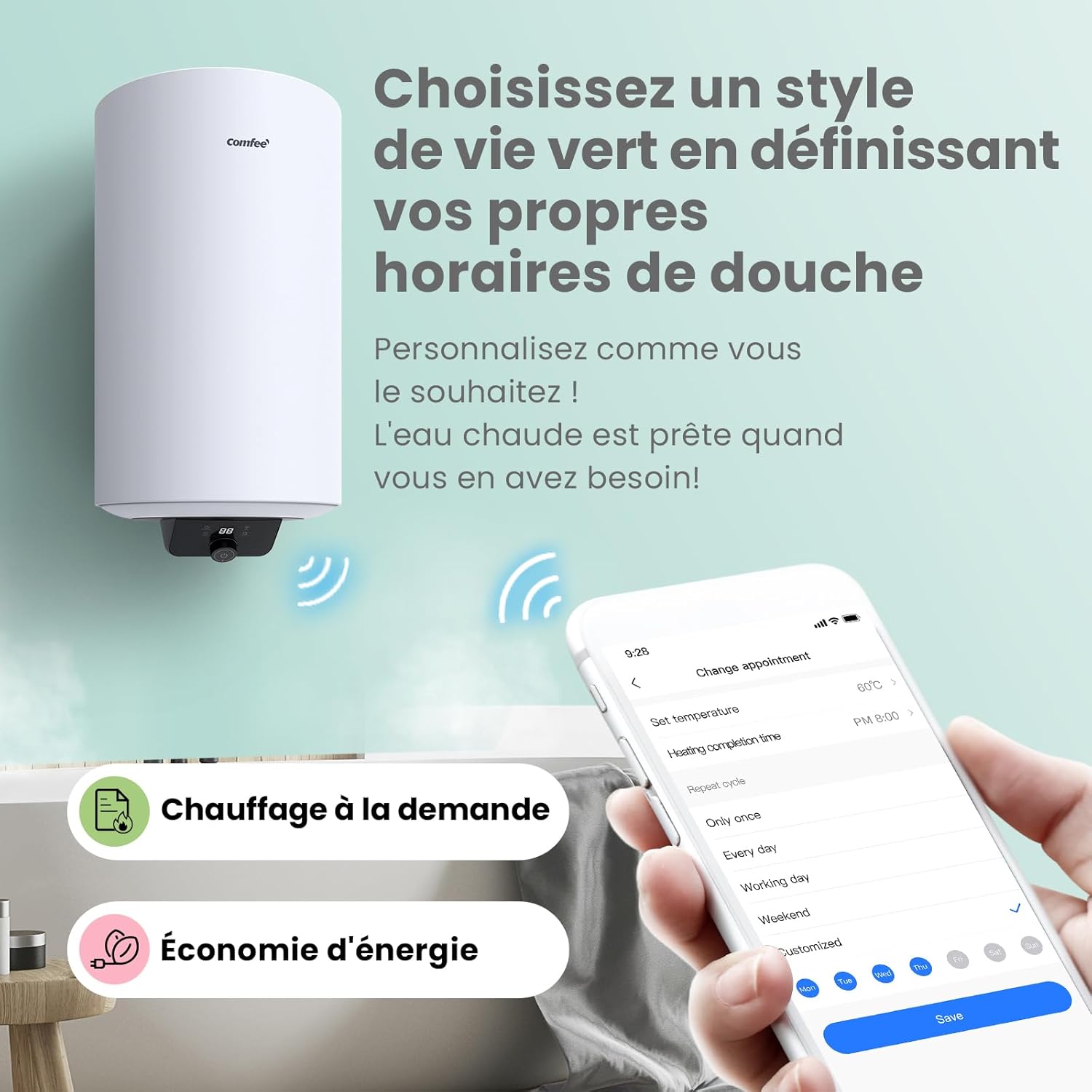 COMFEE’ D80-15EFG | Chauffe-eau Électrique Connecté 80L